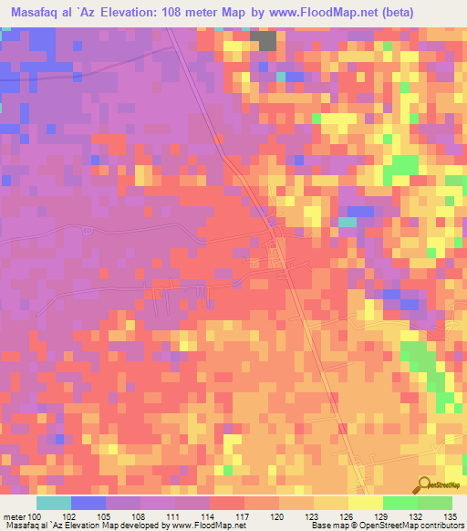 Masafaq al `Az,Egypt Elevation Map