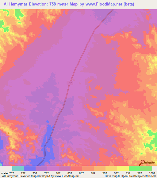 Al Hamymat,Egypt Elevation Map