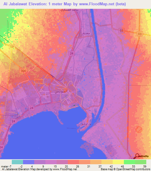 Al Jabalawat,Egypt Elevation Map