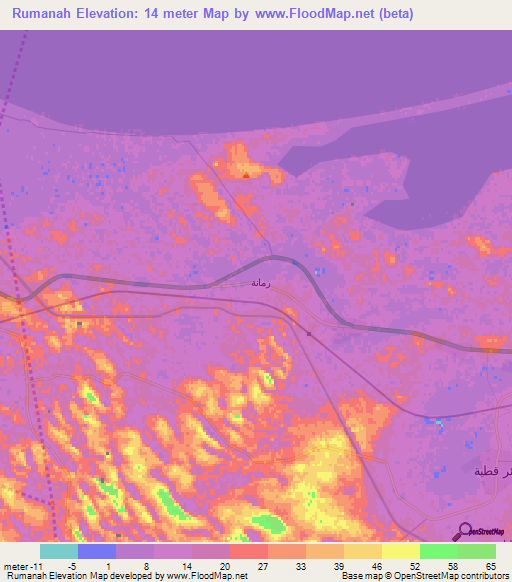 Rumanah,Egypt Elevation Map