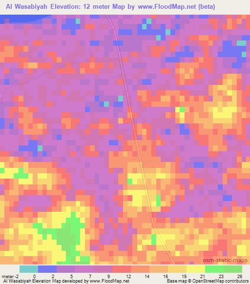 Al Wasabiyah,Egypt Elevation Map