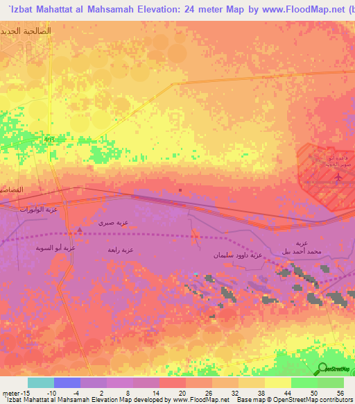 `Izbat Mahattat al Mahsamah,Egypt Elevation Map