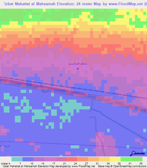 `Izbat Mahattat al Mahsamah,Egypt Elevation Map