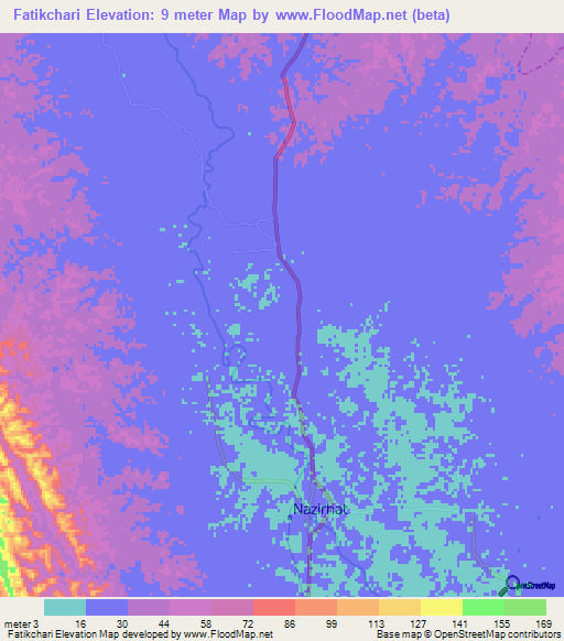 Fatikchari,Bangladesh Elevation Map