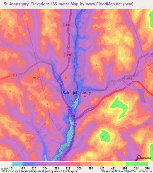 St Johnsbury,US Elevation Map