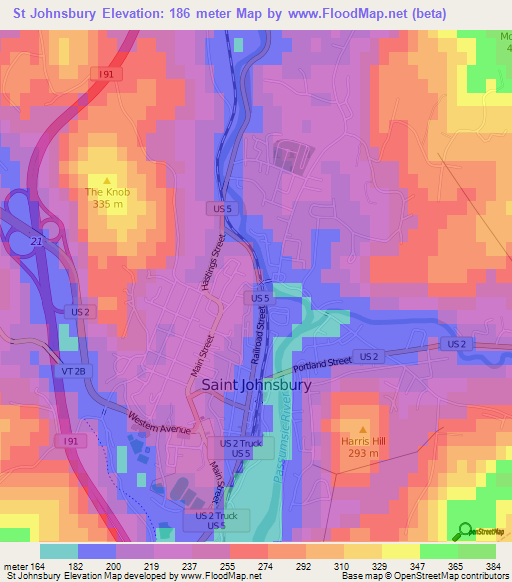 St Johnsbury,US Elevation Map