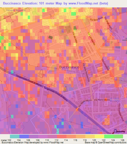 Buccinasco,Italy Elevation Map