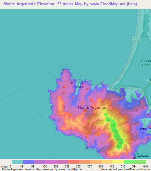 Monte Argentario,Italy Elevation Map