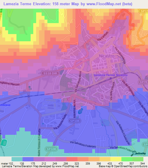 Lamezia Terme,Italy Elevation Map