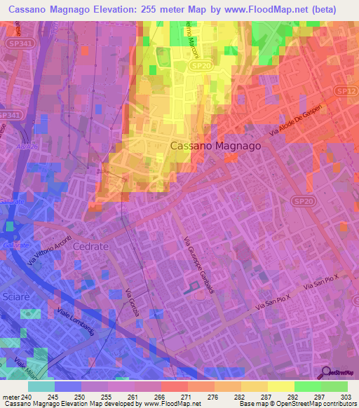 Cassano Magnago,Italy Elevation Map