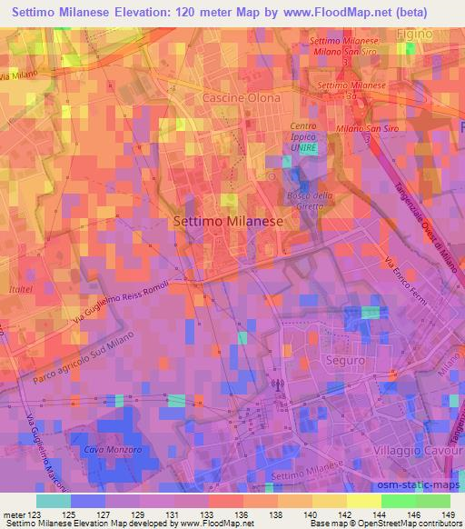 Settimo Milanese,Italy Elevation Map