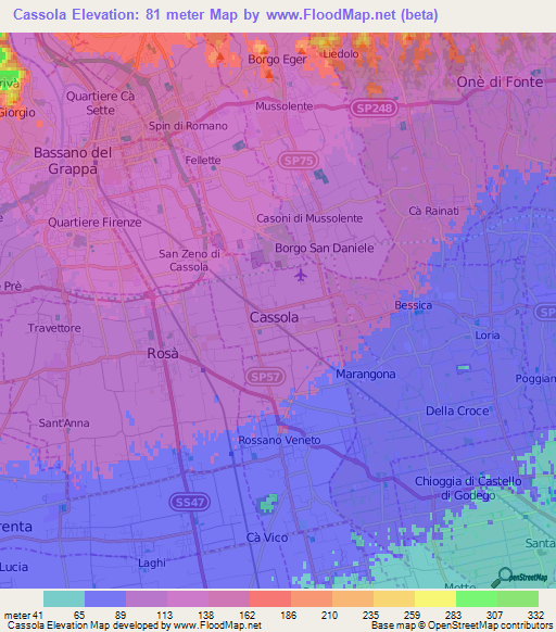 Cassola,Italy Elevation Map