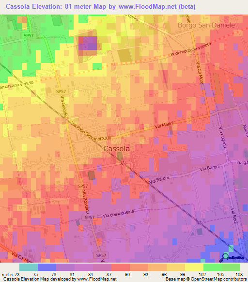 Cassola,Italy Elevation Map