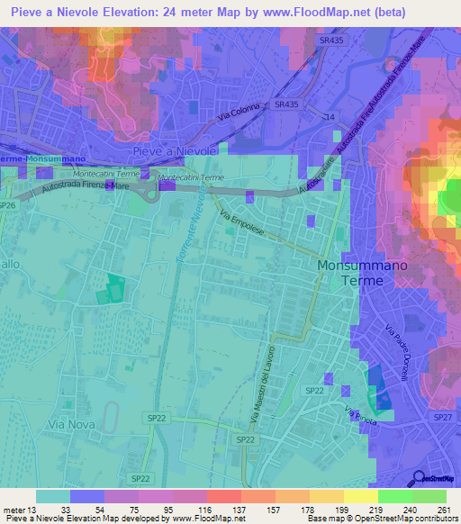 Pieve a Nievole,Italy Elevation Map