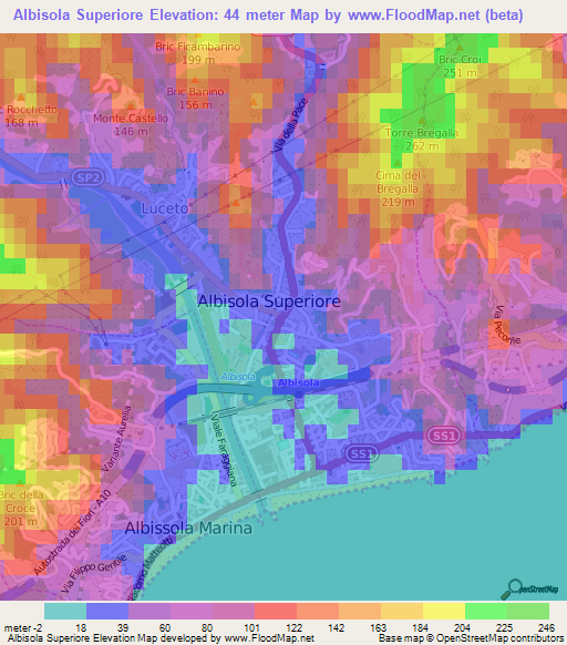 Albisola Superiore,Italy Elevation Map