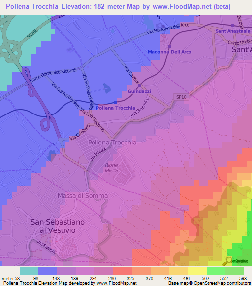 Pollena Trocchia,Italy Elevation Map