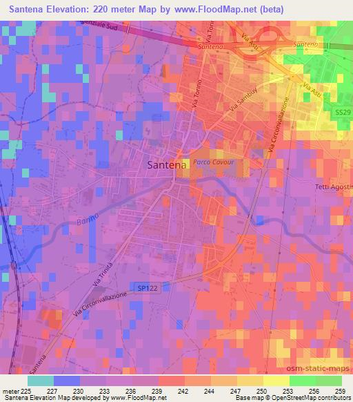 Santena,Italy Elevation Map