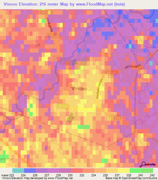 Vinovo,Italy Elevation Map