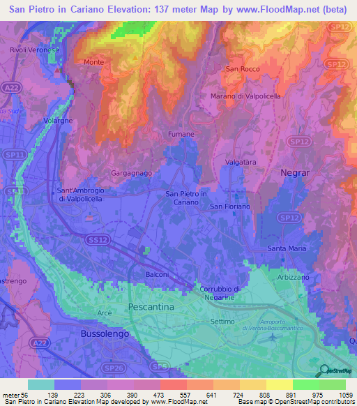 San Pietro in Cariano,Italy Elevation Map