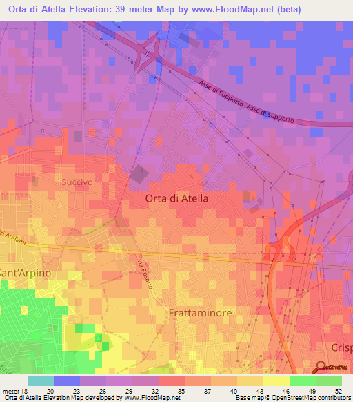 Orta di Atella,Italy Elevation Map