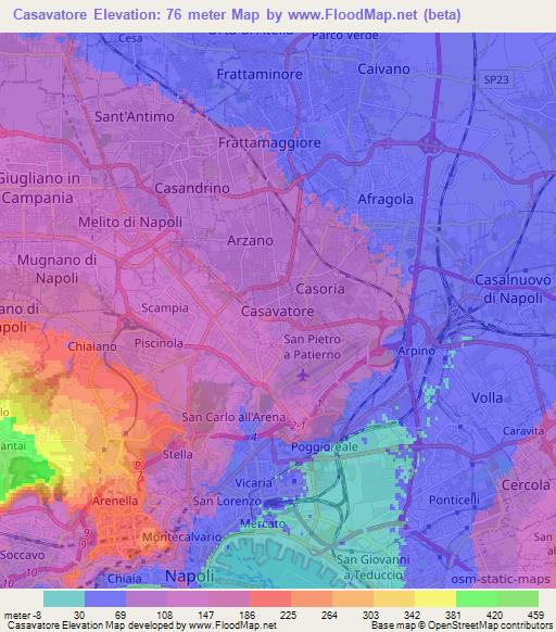 Casavatore,Italy Elevation Map