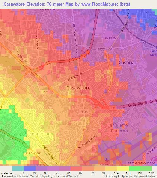 Casavatore,Italy Elevation Map