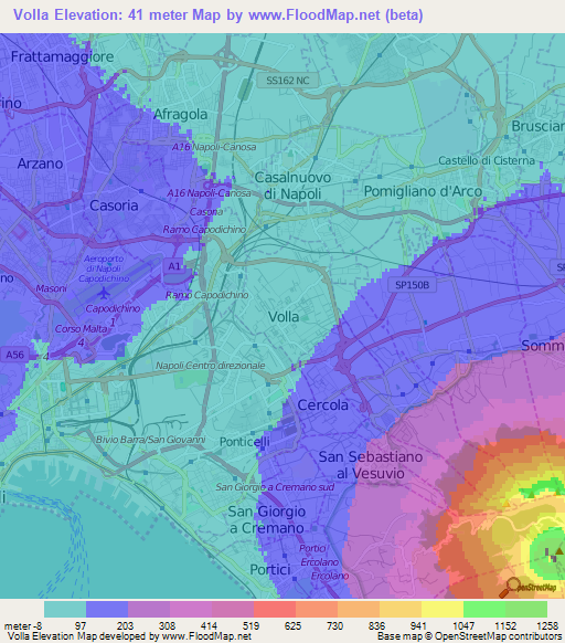 Volla,Italy Elevation Map