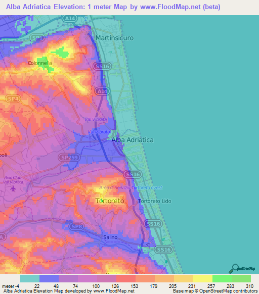 Alba Adriatica,Italy Elevation Map