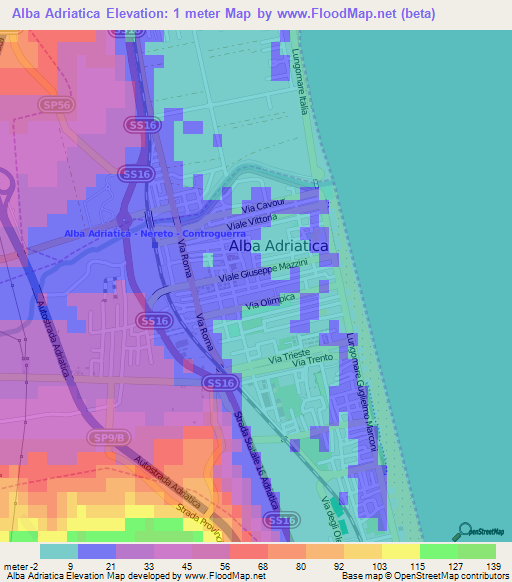 Alba Adriatica,Italy Elevation Map