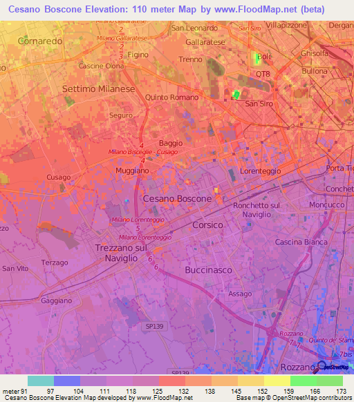 Cesano Boscone,Italy Elevation Map