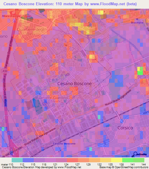 Cesano Boscone,Italy Elevation Map