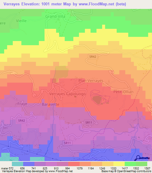 Verrayes,Italy Elevation Map