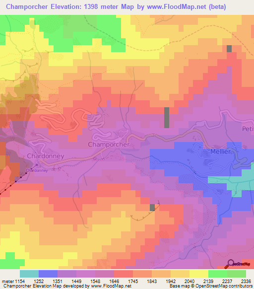 Champorcher,Italy Elevation Map