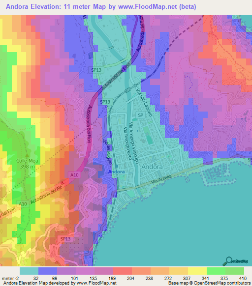 Andora,Italy Elevation Map