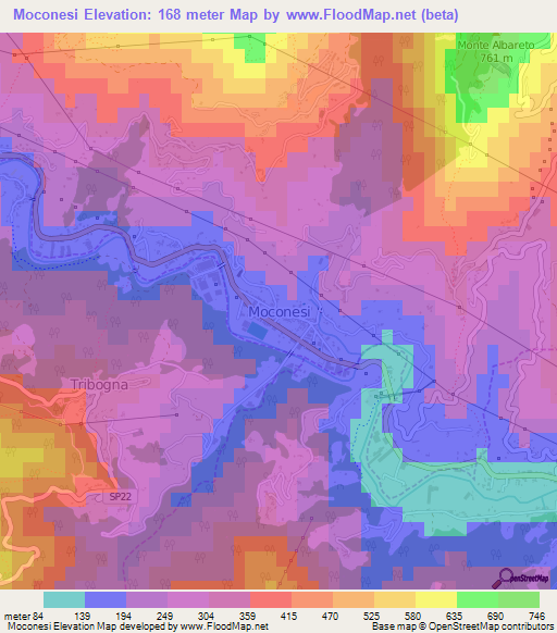 Moconesi,Italy Elevation Map