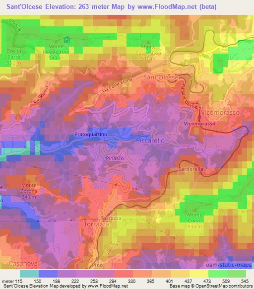 Sant'Olcese,Italy Elevation Map