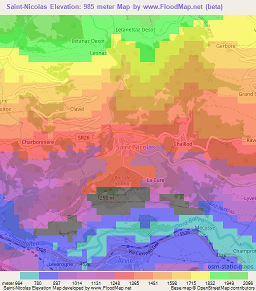 Saint-Nicolas,Italy Elevation Map