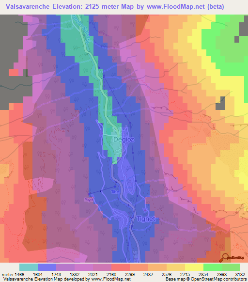 Valsavarenche,Italy Elevation Map