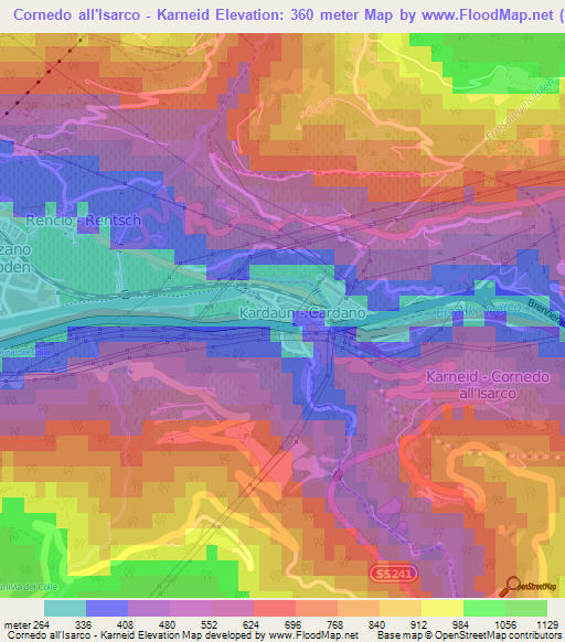 Cornedo all'Isarco - Karneid,Italy Elevation Map