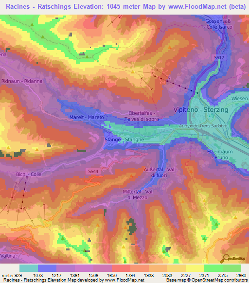 Racines - Ratschings,Italy Elevation Map