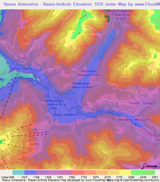 Rasun Anterselva - Rasen-Antholz,Italy Elevation Map