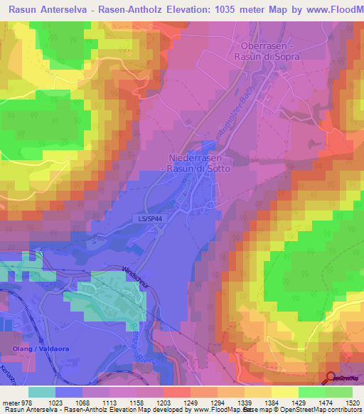 Rasun Anterselva - Rasen-Antholz,Italy Elevation Map