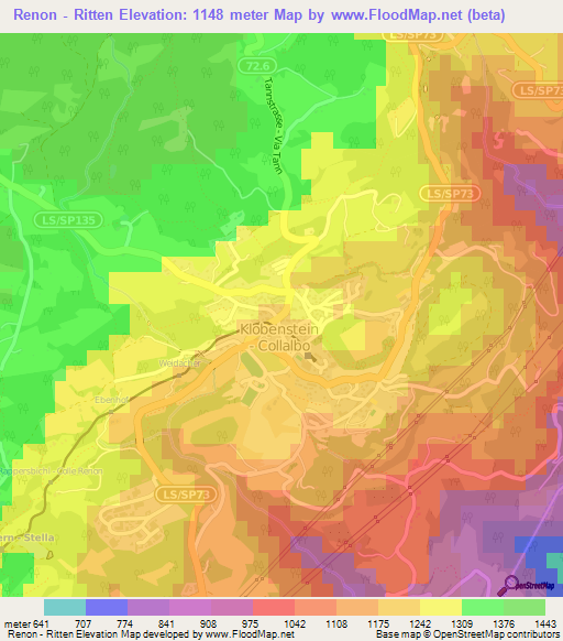 Renon - Ritten,Italy Elevation Map