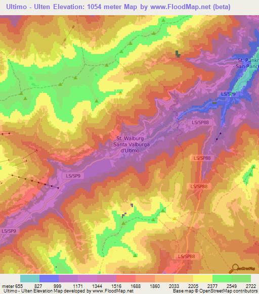 Ultimo - Ulten,Italy Elevation Map