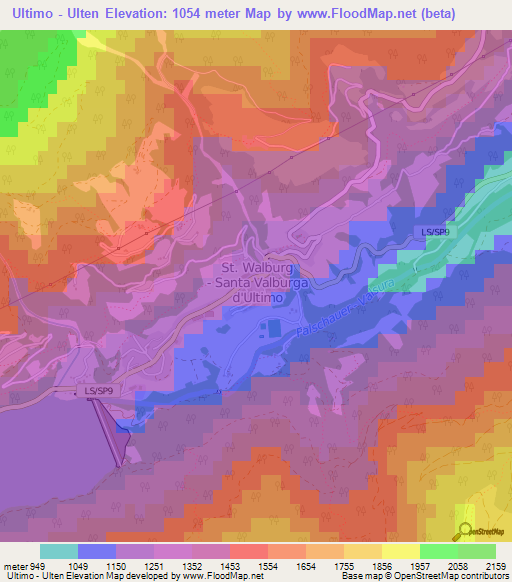 Ultimo - Ulten,Italy Elevation Map