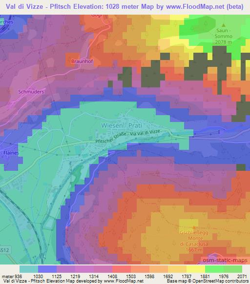Val di Vizze - Pfitsch,Italy Elevation Map