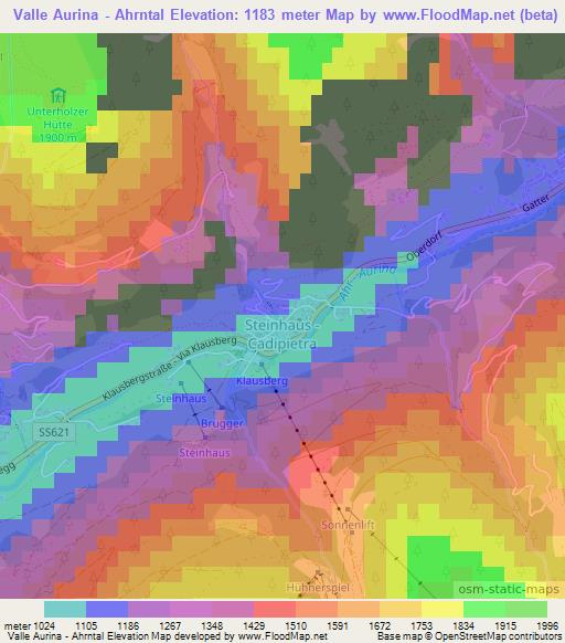 Valle Aurina - Ahrntal,Italy Elevation Map