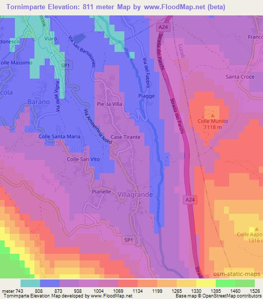 Tornimparte,Italy Elevation Map