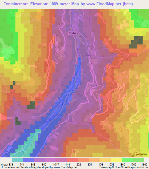 Fontainemore,Italy Elevation Map