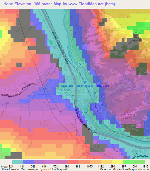 Hone,Italy Elevation Map